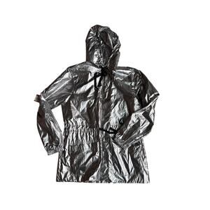Viviane Furrier Silver Metallic Hooded Jacket